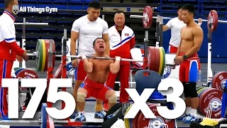 Om Yun Chol (56kg, North Korea) 175kg x3 Front Squats 2015 World Weightlifting Championships