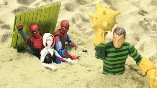 Spider-man and Gwen Stacy vs Sandman In Spider-verse | Figure Stop Motion