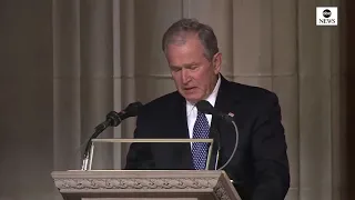 George W. Bush's tearful conclusion to his father's eulogy