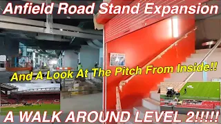 INSIDE THE ANFIELD ROAD STAND - 12.7.23 - LEVEL 2!! PLUS A PITCHSIDE LOOK AT THE PITCH BEING LAID!