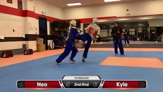 Taekwondo Sparring Session Week 6/9 | With Points & Headshots | 2 Rounds | Kyle vs Neo