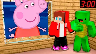 JJ and Mikey HIDE From Scary Peppa Pig EXE in Minecraft Challenge Maizen Security House