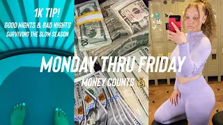 STRIPPER VLOG| Working 5 days straight, 1k tip, surviving slow the season!!!