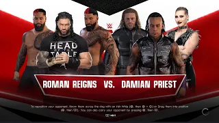 Roman Reigns vs Damian Priest with The Judgment Day RAW June 6, 2022 WWE 2K22