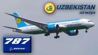 Uzbekistan Airways Boeing 787-8 Dreamliner Landing at New York JFK Int'l Airport [Full HD]