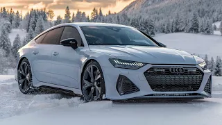CAN THE 2021 AUDI RS7 HANDLE THE SNOW? V8TT BEAST in Winter Wonderland - Drifts, details, launches