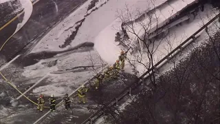 Chopper 3: Fire officials extinguish tanker fire on PA Turnpike in Worcester Township