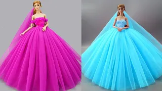 Disney Prenses DIY Barbie Dresses with Balloons Easy No Sew Clothes for Barbies || BARBIE DOLL HACKS