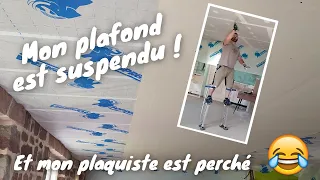 EP 14 : TUTO PLAFOND SUSPENDU avec ENDUIT TOTAL DE FINITION #renovation #placo #tutorial