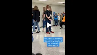 The look on his face at the end 😭 #shorts | kid surprises mom with solo performance!!