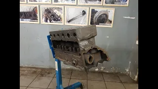 ПОЛУТОРКА: разбор двигателя пролежавшего 75 лет на дне Ладоги. Снятие поддона, поршневая.