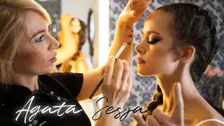 Agata make up i sesja w sukni ślubnej.