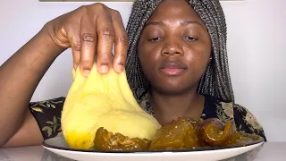 Asmr cook and eat with me || Plantain fufu and okro soup mukbang || Eat with Ify