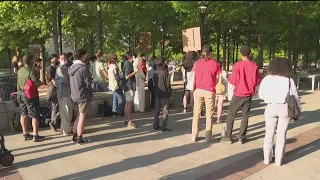 Dozens of Georgia Tech students gather to protest against the war in Gaza