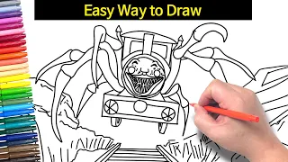 How to draw CHOO CHOO CHARLES / 추추찰스 게임 캐릭터 그림 쉽게 그리기