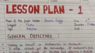 Maths Lesson plan on Addition (Class 1 to class 5)