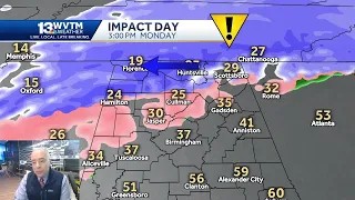 Winter Storm Watch: where the snow and sleet will have a big impact in Alabama's weather forecast...