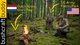 Solo Bushcraft with Military Gear | Dutch Army Bivvy | US Army Patrol Pack | ASMR