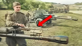 Mosin Rifle on Anti Tank Gun Barrel for what? WW2 documentary.