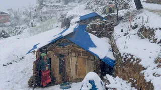 Most peaceful Nepali Himalayan Village Life into the snow | this is though life in mountain Snowfall