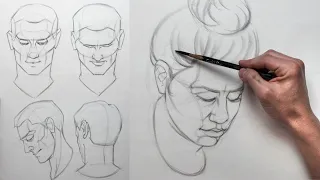How to Draw Faces Looking Down || Loomis Method Monday Ep 3