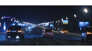 BMW X5 E70 vs ML63 - Night city driving (X5 Shooting flames)