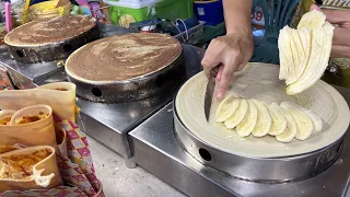 awesome! egg chocolate banana crepe making by crepe master - thai street food