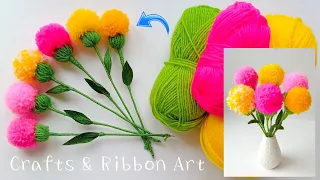 Amazing Craft Ideas with Wool - DIY Home Decor - Super Easy Woolen Flower Making