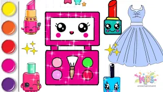 How to draw makeup kit for kids./makeup set drawing & coloring step by step.#makeup #kidsvideo #kids
