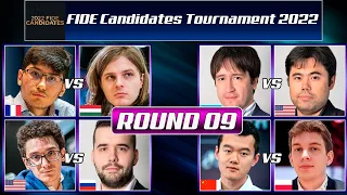 ROUND 09 | FIDE Candidates Tournament 2022 | Caruana, nakamura, firouzja, duda, rapport, ding, nepo