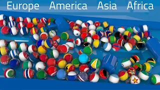 Countryballs Battle of Continents Marble Race 3D | Europe vs America vs Asia vs Africa