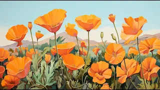 TV Art Screensaver | California Poppy Painting Part 2