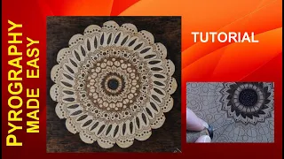 Wood Burning for Beginners - Mandala Flower - pyrography tutorial