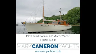 42' Fred Parker Motoryacht 'FORTUNA II' | Classic Motor Yacht For sale with Mark Cameron Yachts.