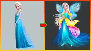 Frozen Elsa Glow Up Fairy Queen - Cartoon Art Transformation @cartoonworld68