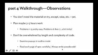 MIT 6.00.1x: Problem Set 4 Walkthrough—General Observations