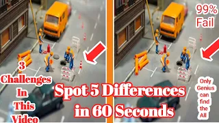 Spot The Differences!Spot 5 Differences in 60 Second😇!99% Fail!#Puzzle-49!