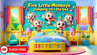 Five Little Monkeys Jumping on the Bed| Animated Nursery Rhyme for Kids| Kids Video