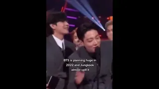 Jungkook Giving Spoiler Of 2022 In AMA 2021  & Jin Cutely Stopping Hkm 😂😂😂😂💜💜💜💜 #bts #shorts #cute