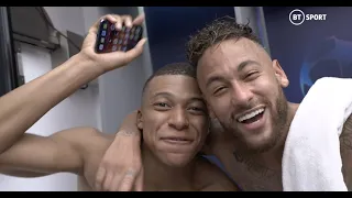 Joyous dressing room scenes as PSG players celebrate making their first Champions League final