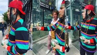 Rapper 6ix9ine in the streets giving Cds for his New Album
