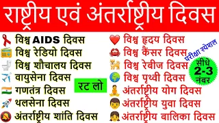 विश्व एवं अंतराष्ट्रीय दिवस | vishwa antarrashtriya Important diwas |महत्वपूर्ण दिवस ट्रिक|Gk Tricks