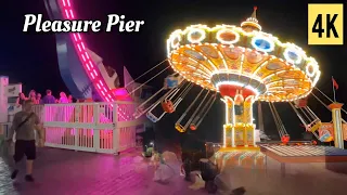 Pleasure Pier in Galveston Island - Texas USA | Walking Tour 4K 60fps