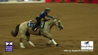 Slideomatic Spook ridden by Gina Maria Schumacher  - 2018 Tulsa Reining Classic (NP Derby)