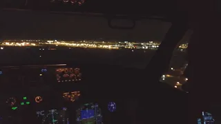 Boeing 737-800 cockpit landing at BCN