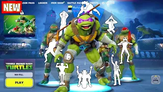 TMNT Fortnite DONATELLO (by NINJA TURTLES) doing all Built-In Emotes and Funny Dances シ