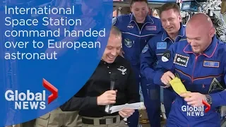 Change of command ceremony at International Space Station