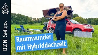 Vanessas Raumwunder mit Hybriddachzelt | DZN Setup: Mitsubishi Outlander mit DIY Hybrid- Dachzelt