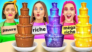 PAUVRE VS RICHE VS MÉGA RICHE : LE DÉFI ALIMENTAIRE || La Fontaine en Chocolat Par 123 GO! Series