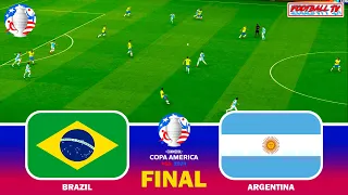 BRAZIL vs ARGENTINA FINAL - COPA AMERICA | Full Match & All Goals 2024 | PES Gameplay PC